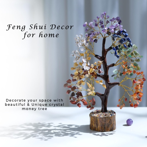 7 Chakra Crystal Tree Feng Shui Money Tree Office Decor Crystals and Stones Home Decor Meditation Accessories Gemstone Tree House Warming Gifts New Home - Size 10-12 Inches 300 Beads Chakra Stones - Image 9