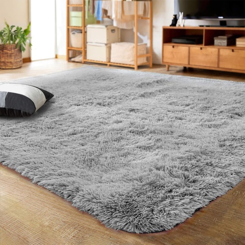 LOCHAS Ultra Soft Indoor Modern Area Rugs Fluffy Living Room Carpets for Children Bedroom Home Decor Nursery Rug 4x5.3 Feet, Gray - Image 1