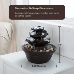 Indoor Fountain with LED Lights – Cascading 3-Tier Lighted Tabletop Water Feature with Soothing Sound – Zen Décor for Home or Office by Pure Garden - Image 4