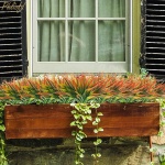 Phliofd 6Pcs Artificial Grass Fake Plants 17.3in Outdoor Plastic Plants UV Resistant Greenery Fake Grass for Home Window Garden Office Patio Hanging Planter Pathway Front Porch Décor Red - Image 4