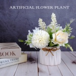 Artificial Potted Flowers White, Small Ceramic Vase Fake Flower Plants Desktop Decoration Indoor for Home and Office, Faux Flowers Hydrangea Decora for Table,Bookshelf,Bedroom,Living Room.(White) - Image 7