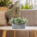 Winlyn Artificial Eucalyptus Arrangement in Rustic Oval Galvanized Metal Planter Box Faux Eucalyptus Bush Greenery Potted Plants for Farmhouse Indoor Home Office Table Centerpiece Kitchen Décor - Image 5