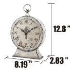Stonebriar Large 12 Inch Decorative Battery Operated Table Top Clock with Roman Numerals and Antique Finish, 12", Worn White - Image 3