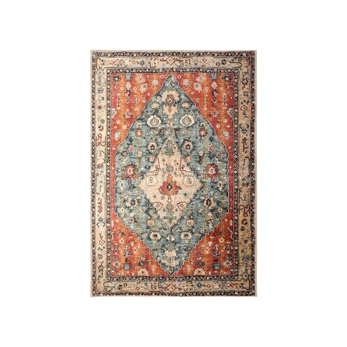 Lahome Boho Tribal Area Rug - 2x3 Distressed Small Entryway Rug Doormat Bohemian Faux Wool Non-Slip Washable Low-Pile Floor Carpet for Indoor Front Entrance Kitchen Bathroom - Image 8