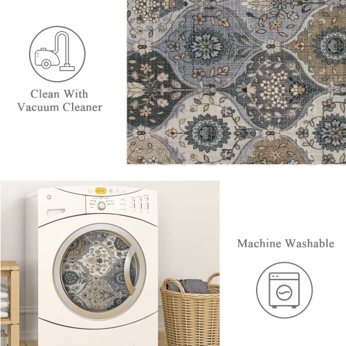 Lahome Moroccan Trellis Area Rug, 2x3 Entry Rug Non-Slip Washable Indoor Door Mat, Small Oriental Accent Throw Rug for Bedroom Kitchen Entryway Bathroom (Grey, 2x3ft) - Image 5