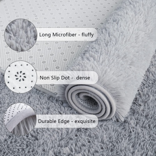 Chicrug Soft Runner Rugs for Bedroom Living Room Plush Fluffy Rug 2x6 Feet, Shag Furry Area Rug Carpet Non Shedding for Nursery Children Kids Girls Room Home Decorative, Grey - Image 7