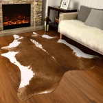 AROGAN Premium Faux Cowhide Rug 4.6 x 5.2 Feet, Sturdy and Large Size Cow Print Rugs, Suitable for Bedroom Living Room Western Decor, Faux Fur Animal Cow Hide Carpet, Brown - Image 7