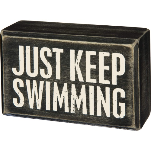 Primitives by Kathy Classic Box Sign, 4" x 2.5", Just Keep Swimming - Image 1