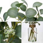 Briful Artificial Eucalyptus Stems in Glass Vase with Faux Water, 14" Fake Plant Eucalyptus Leaves for Home Office Farmhouse Wedding Centerpiece Décor - Image 3