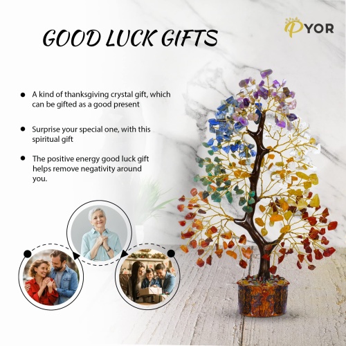 7 Chakra Crystal Tree Feng Shui Money Tree Office Decor Crystals and Stones Home Decor Meditation Accessories Gemstone Tree House Warming Gifts New Home - Size 10-12 Inches 300 Beads Chakra Stones - Image 7