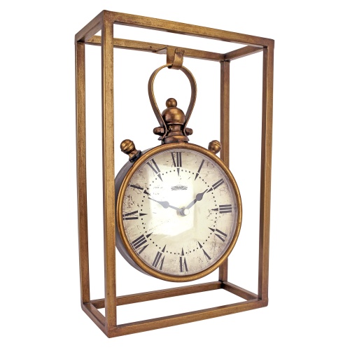Design Toscano Industrial Age Mantel Clock, 13 Inch, Metalware, Brass - Image 1