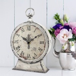 Stonebriar Large 12 Inch Decorative Battery Operated Table Top Clock with Roman Numerals and Antique Finish, 12", Worn White - Image 2