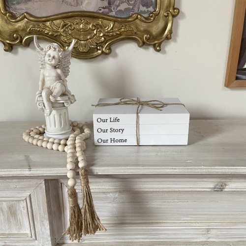 Decorative Books for Home Decor, White Faux Books for Decoration, Rustic Farmhouse Stacked Display Books (Our Life Our Story Our Home) - Image 6