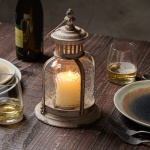 Stonebriar Antique White Metal Votive Candle Lantern with Handle - Image 2