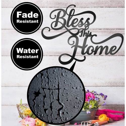 Vivegate Bless This Home Wall Decor Black Metal Art – 18”X13” Bless This Home Metal Wall Stencil Decor Entryway Living Room Decoration Signs - Image 5