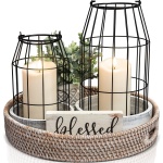 Rustic Farmhouse Lantern Decor - Stylish Decorative Lanterns for Your Living Room, Fireplace Mantle or Kitchen Dining Table - Modern Upscale Beauty for Your Entire Home