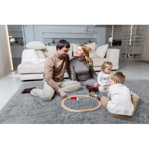 LOCHAS Ultra Soft Indoor Modern Area Rugs Fluffy Living Room Carpets for Children Bedroom Home Decor Nursery Rug 4x5.3 Feet, Gray - Image 3