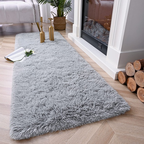 Chicrug Soft Runner Rugs for Bedroom Living Room Plush Fluffy Rug 2x6 Feet, Shag Furry Area Rug Carpet Non Shedding for Nursery Children Kids Girls Room Home Decorative, Grey - Image 8
