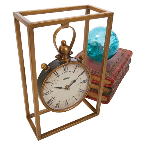 Design Toscano Industrial Age Mantel Clock, 13 Inch, Metalware, Brass - Image 3