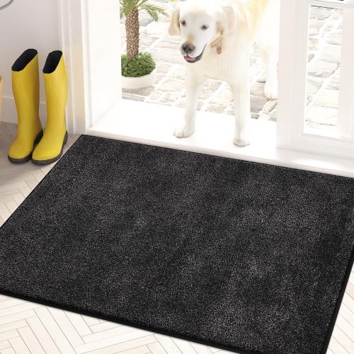 PURRUGS Dirt Trapper Door Mat 24" x 35.5", Non-Slip Machine Washable Entry Rug, Shoe Scraper, Dog Door Mat, Super Absorbent Welcome Mat for Front & Back Door, Muddy Shoes & Paws, Charcoal - Image 1