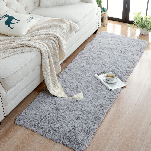 Chicrug Soft Runner Rugs for Bedroom Living Room Plush Fluffy Rug 2x6 Feet, Shag Furry Area Rug Carpet Non Shedding for Nursery Children Kids Girls Room Home Decorative, Grey - Image 5