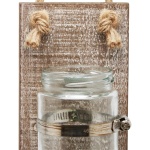 Stonebriar Rustic White Wash Wooden Mason Jar Wall Sconce Set with Hanging Loop - Image 2