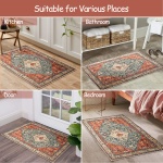 Lahome Boho Tribal Area Rug - 2x3 Distressed Small Entryway Rug Doormat Bohemian Faux Wool Non-Slip Washable Low-Pile Floor Carpet for Indoor Front Entrance Kitchen Bathroom - Image 3